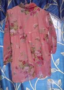 Pink Floral Sheer Top
