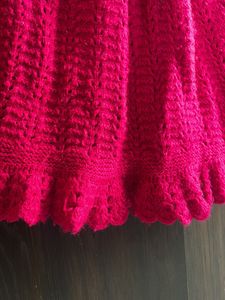 Beautiful Magenta Woollen Frock For Girls