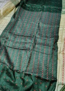 Light and Dark Green Contrast Saree