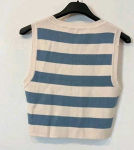 ZARA white and blue strip crop top
