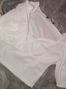 White Bow Detail Top