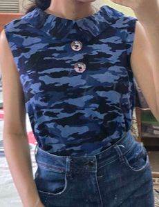 Blue Camo Sleeveless Top