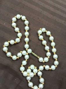 Cream &amp; Gold Bead Necklace