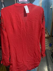 Chic Red Embellished Top