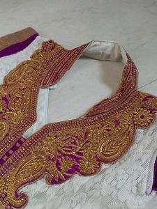 Elegant White &amp; Gold Anarkali Kurta