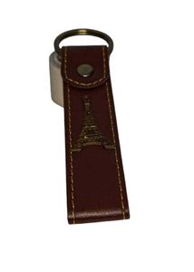 Brown Leather ID Holder Keychain