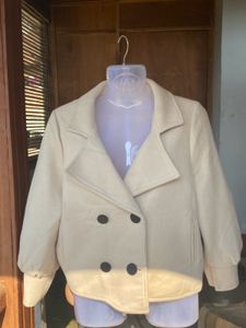 Light beige wool blend crop coat