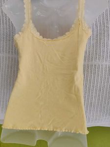 Yellow Lace Trim Tank Top