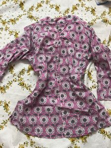 Pink Floral Short Kurta
