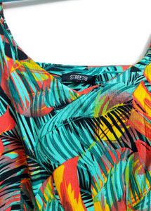 Tropical Printed Sleeveless Crepe Maxi Dress