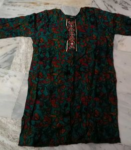 Green Floral Print Kurta