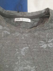Zara Grey Printed T-Shirt