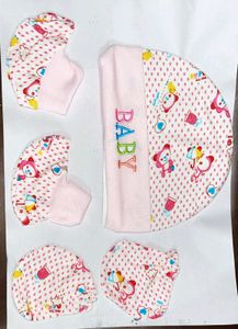 Pink Baby Cap With Mitten