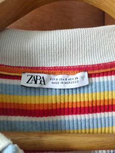 Colourful Striped Short Sleeve Clollared Y2K Top🌈