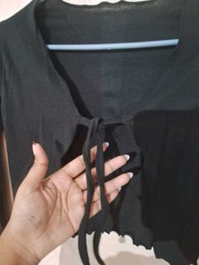 Black Tie Front Crop Top