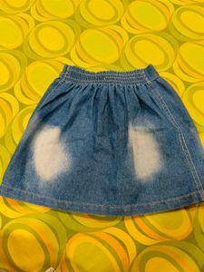 Orange Top With Denim Skirt
