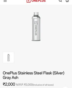 OnePlus Stainless Steel Flask (Silver) Gray Ash