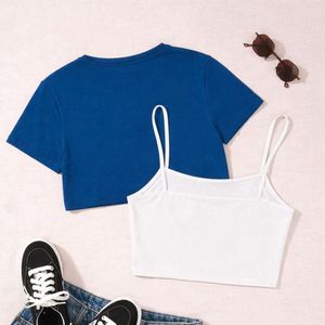 Blue Cut Out Crop Top Set