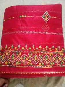 Red Embroidered saree