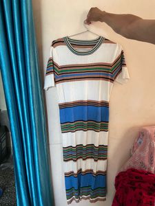 Striped Knit Midi Dress