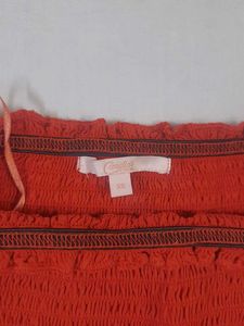 Red Smocked Off-Shoulder Top