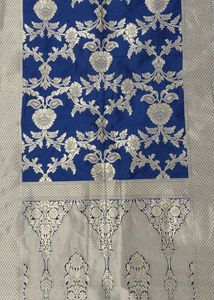 Blue &amp; Gold Floral Banarsi Dupatta
