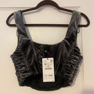 Original Zara Gray Velvet Corset Top
