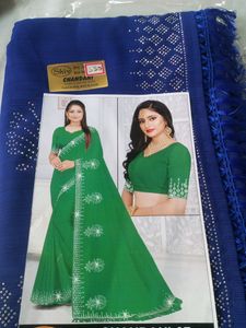 Georgette Stone Work Saree With Running Blouse