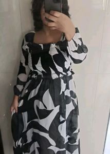 Beautiful Black And White Stretchable Dress
