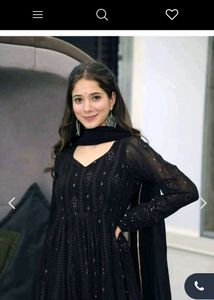 Elegant Black Embroidered Kurta 2psc Set