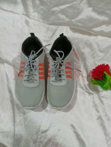 Gray &amp; Orange Striped Sneakers