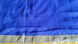 Blue And Golden Sari With Blouse