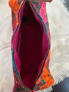 zara Floral Embroidered Pouch