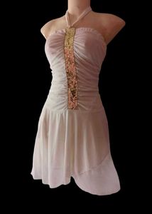 White Halter Tiered Dress