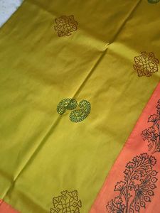 Orange And Lime Green Colour Saree, Pink saree