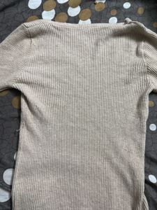 Beige Long Sleeves Top