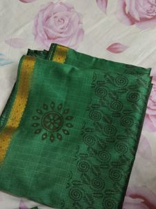 Green Silk Saree with Pattern