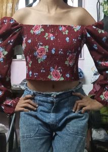 Floral Off-Shoulder Crop Top