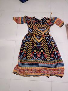 PlusS Navy Blue &amp; Yellow Geometric A-line Dress