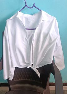 White Tie-Front Top