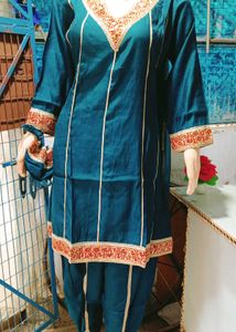 Teal Embellished dhoti Kurta Set