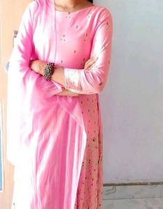 Beautiful Pink Anarkali Suit With Dupatta