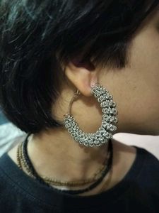Statement Silver Hoop Earrings