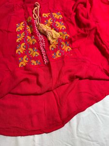Red Embroidered Top