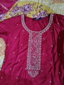 Libas Women Floral Yoke Design Kurta with Trousers