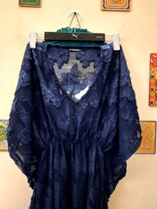 Elegant Navy Blue Lace Kaftan Top new