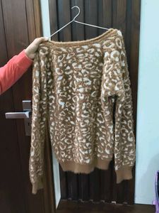 Animal Print Fuzzy Pullover Sweater