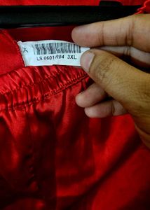 3XL Red Satin Night Suit