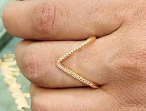 Elegant Gold Tone V SHAPE RING