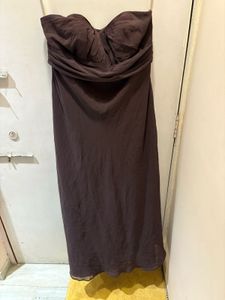 Elegant Brown Strapless Dress